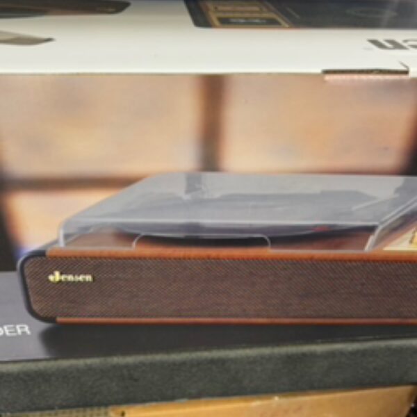 Jensen JTA-385 3-Speed Belt-Drive Turntable with Pitch Control Player/Recorder Stereo Radio and Built-in Speakers